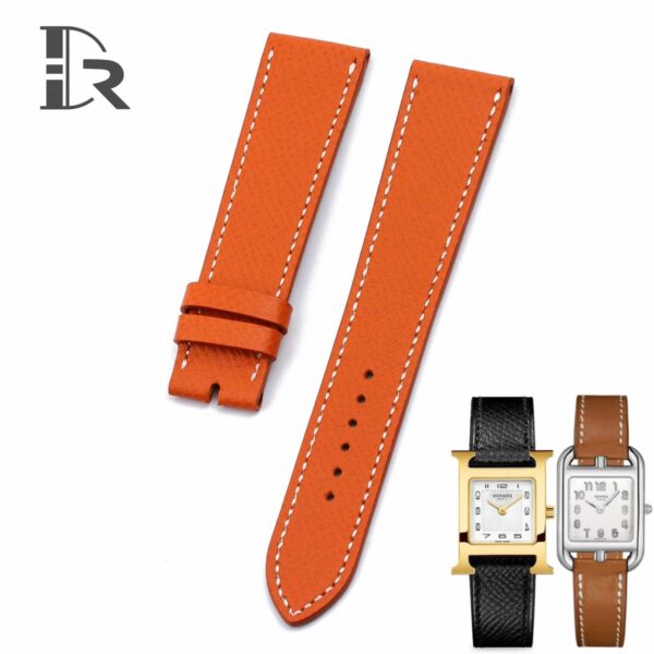 1625236865-Hermes-Cape-Cod-Heure-H-watch-strap-replacement-Orange-sport-band Premium high-quality Epsom orange calfskin leather Hermes watch band and strap for Hermes Heure H Cape Cod luxury watch - Orange sport band - Shop Single tour watch bands online for sale at low price