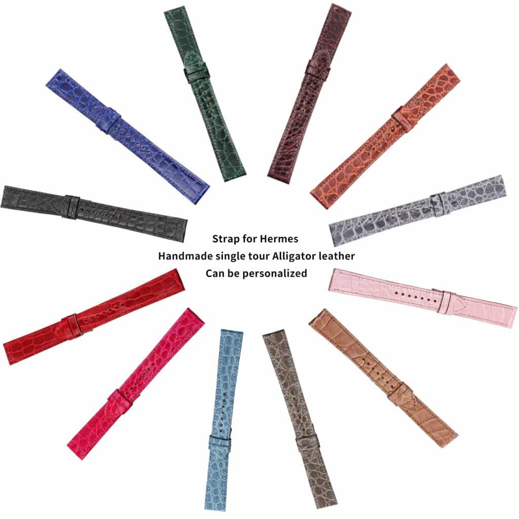 Alligator Hermes red leather strap replacement Cape cod single tour watch band