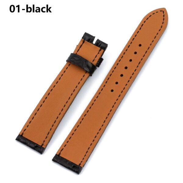 Alligator Hermes leather strap black replacement Cape cod single watch band