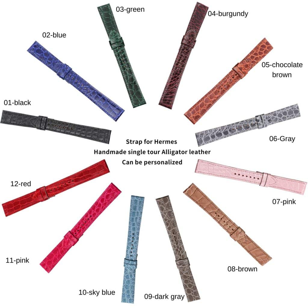 Hermes Alligator leather strap round-scale