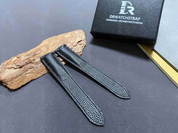 Handcrafted custom calf watch leather straps black replacement watch band for Cartier Tank solo Ronde small large XL ladies men watches for sale at a low price