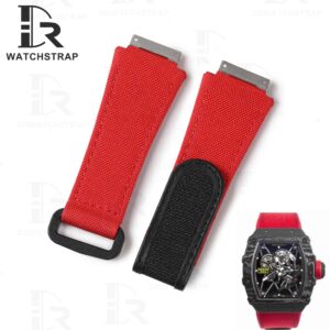 Richard Mille rm velcro strap replacement red Nylon Richard Mille watch band 28mm for RM 035 030 055 011 016 059 067 Richard Mille straps for sale at a discount price