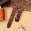 Alligator Hermes watch band Chocolate brown leather replacement Cape cod single tour straps
