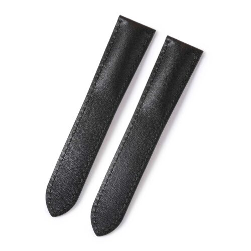 Custom calfskin black smooth leather strap and watch band replacement for Cartier Tank & Ronde Solo