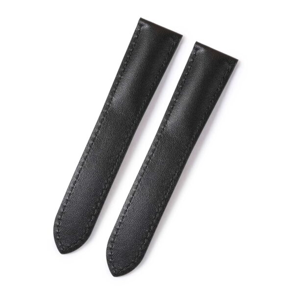 Custom calfskin black smooth leather strap and watch band replacement for Cartier Tank & Ronde Solo