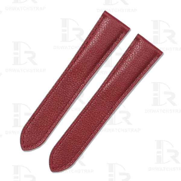 Cartier Tank solo Ronde Red litchi leather strap calfskin replacement for sale