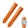 Custom orange calfskin strap for Cartier Tank solo Ronde - replacement watch band