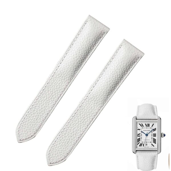 Custom white calfskin strap for Cartier Tank solo Ronde - replacement watch band