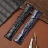 Custom Black Blue alligator leather watch strap and watch band replacement for Cartier Tank Divan