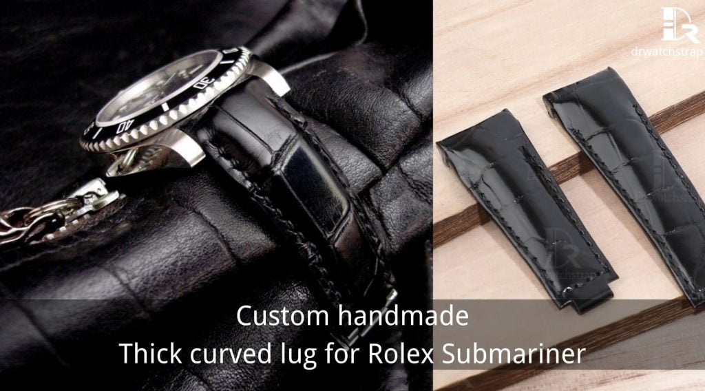Custom alligator leather watch strap for Rolex Submariner