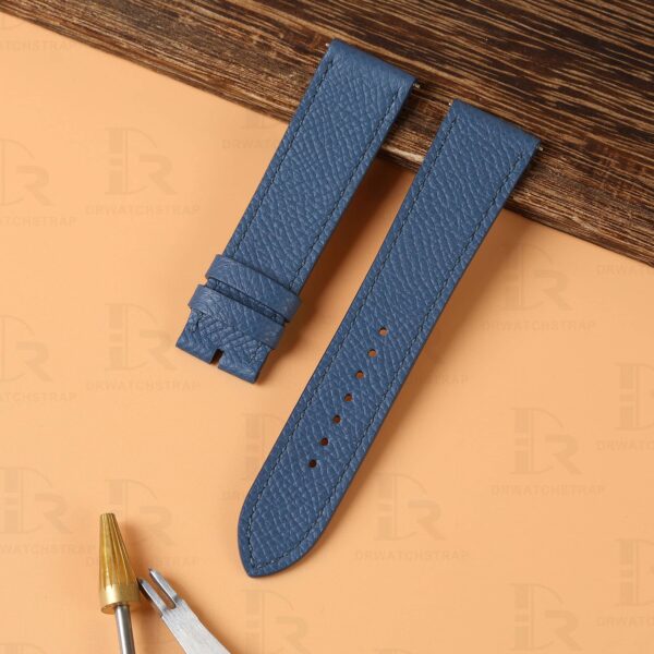 Custom handmade replacement Epsom leather strap for Hermes Cape Cod Heure H watch band (1) Custom handmade replacement Epsom blue leather strap for Hermes Cape Cod Heure H watch band