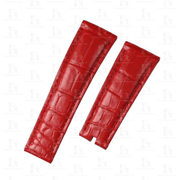 Custom Red Alligator leather watch strap replacement for Rolex Sky Dweller