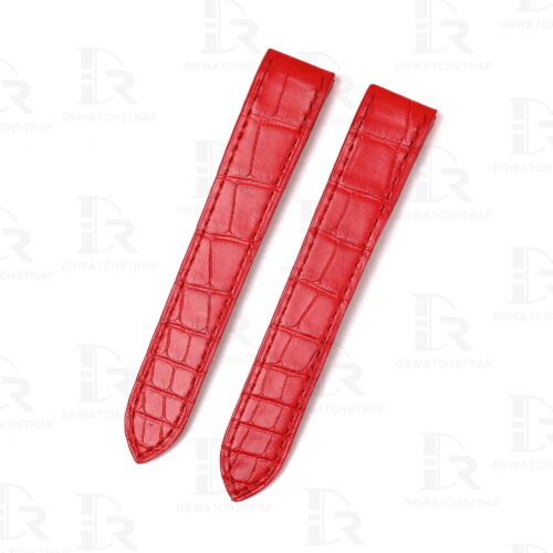 Custom Quickswitch genuine best Alligator Crocodile red Belly-scale leather straps and watchbands replacement for Cartier Roadster 2510 xl 19mm 20mm watch with quick switch system for sale and easy to change between rubber, kevlar and bracelets straps for mens and womens - Quick release leather strap and watch band from DR Watchstrap free shipping to US, UK and whole world