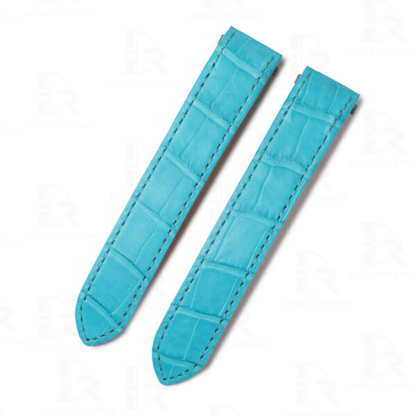 Custom Quickswitch genuine best Alligator Crocodile Tiffany blue Belly-scale leather straps and watchbands replacement for Cartier Roadster 2510 xl 19mm 20mm watch with quick switch system for sale and easy to change between rubber, kevlar and bracelets straps for mens and womens - Quick release leather strap and watch band from DR Watchstrap free shipping to US, UK and whole world