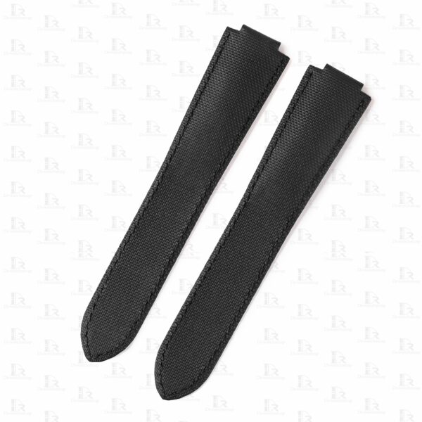Custom replacement black canvas nylon watchbands for Cartier Ballon Bleu PVD strap