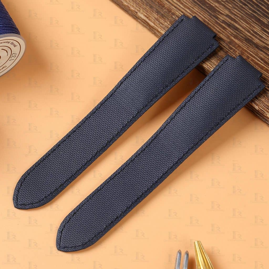 Custom replacement blue canvas nylon watchbands for Cartier Ballon Bleu PVD Fabric strap