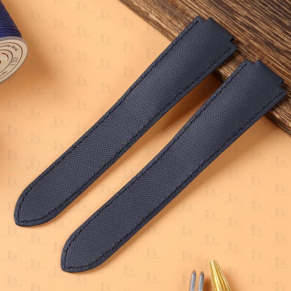 Custom replacement blue canvas nylon watchbands for Cartier Ballon Bleu PVD Fabric strap
