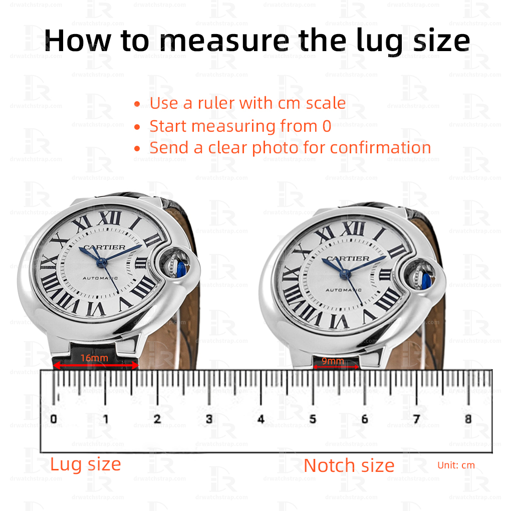 How to measure the lug size watch strap for Cartier Ballon bleu