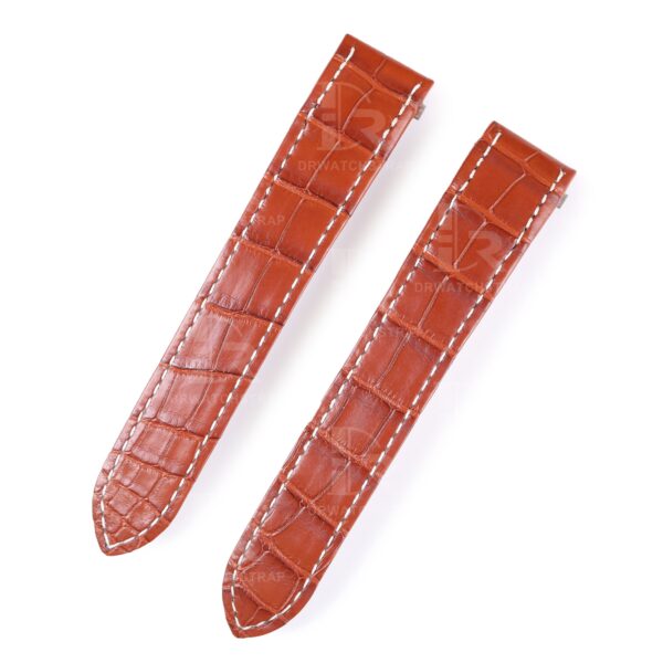 Custom Quickswitch genuine best Alligator Crocodile Vintage brown Belly-scale leather straps and watchbands replacement for Cartier Roadster 2510 xl 19mm 20mm watch with quick switch system for sale and easy to change between rubber, kevlar and bracelets straps for mens and womens - Quick release leather strap and watch band from DR Watchstrap free shipping to US, UK and whole world
