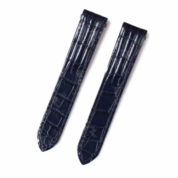Custom Genuine handmade dark blue alligator crocodile Belly-scale Quickswitch leather strap and watch band replacement 19mm 20mm for Cartier Roadster Chronograph, XL, 2510, GMT 19mm 20mm mens and womens watch for sale, quick release systoem easy change between rubber, kevlar and braceleet straps - Shop the premium straps and watch bands Free shipping to US, UK and whole world