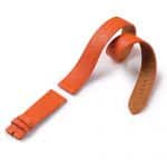 Custom handmade double loop smooth orange leather calfskin watchband for Hermes straps
