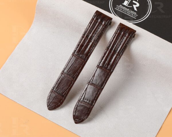 Custom Genuine handmade brown alligator crocodile Belly-scale Quickswitch leather strap and watch band replacement 19mm 20mm for Cartier Roadster Chronograph, XL, 2510, GMT 19mm 20mm mens and womens watch for sale, quick release systoem easy change between rubber, kevlar and braceleet straps - Shop the premium straps and watch bands Free shipping to US, UK and whole world