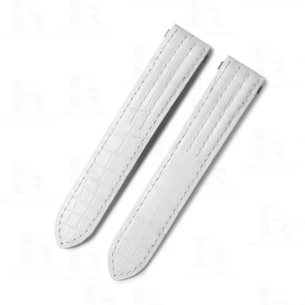 Custom white alligator Quickswitch leather strap and watch band replacement 19mm 20mm for Cartier Roadster Chronograph, XL, 2510, GMT