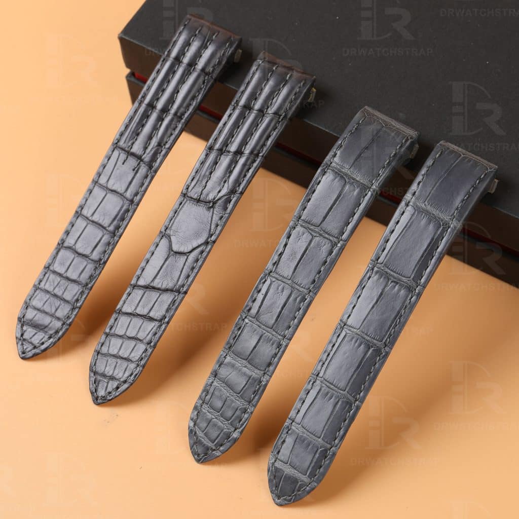 Custom alligator leather watch band Grey gray for Cartier Roadster watch Chronograph (2)