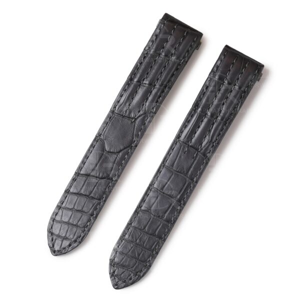 Custom alligator leather watch band Grey gray with grooves for Cartier Roadster watch Chronograph