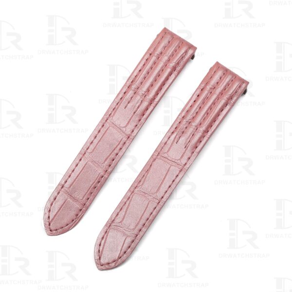 Custom genuine alligator Pearl Pink leather watch strap replcament for Cartier Roadster watch