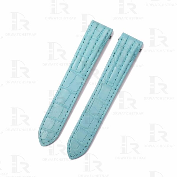 Custom genuine alligator Tiffany Blue leather watch strap replcament for Cartier Roadster watch