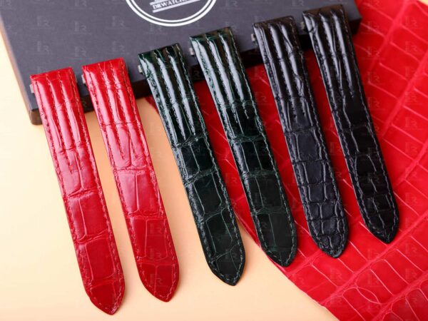 Custom Genuine handmade black red green alligator crocodile Belly-scale Quickswitch leather strap and watch band replacement 19mm 20mm for Cartier Roadster Chronograph, XL, 2510, GMT 19mm 20mm mens and womens watch for sale, quick release systoem easy change between rubber, kevlar and braceleet straps - Shop the premium straps and watch bands Free shipping to US, UK and whole world