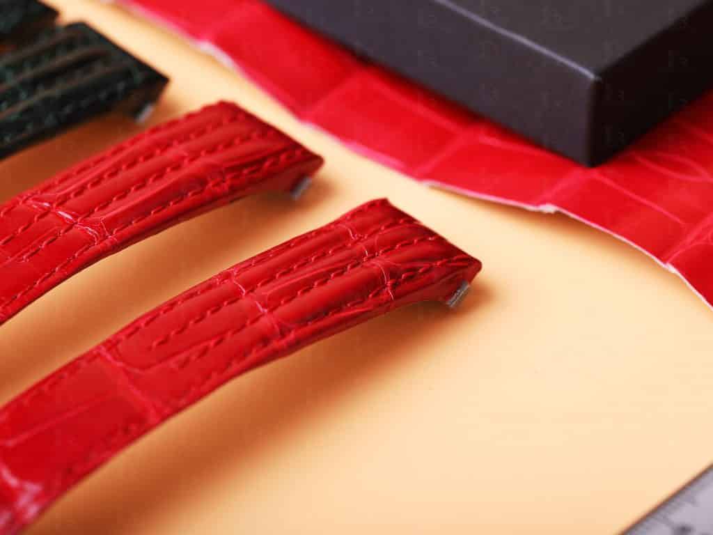 Custom Cartier Roadster 2510 xl replacement black red alligator crocodile leather strap 19mm 20mm watch bands for sale, quickswitch easy change rubber, kevlar straps for mens and womens ship to US, UK