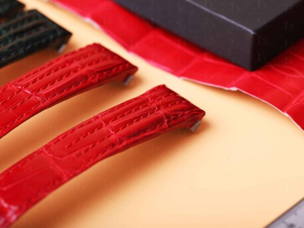 Custom Genuine handmade red alligator crocodile Belly-scale Quickswitch leather strap and watch band replacement 19mm 20mm for Cartier Roadster Chronograph, XL, 2510, GMT 19mm 20mm mens and womens watch for sale, quick release systoem easy change between rubber, kevlar and braceleet straps - Shop the premium straps and watch bands Free shipping to US, UK and whole world