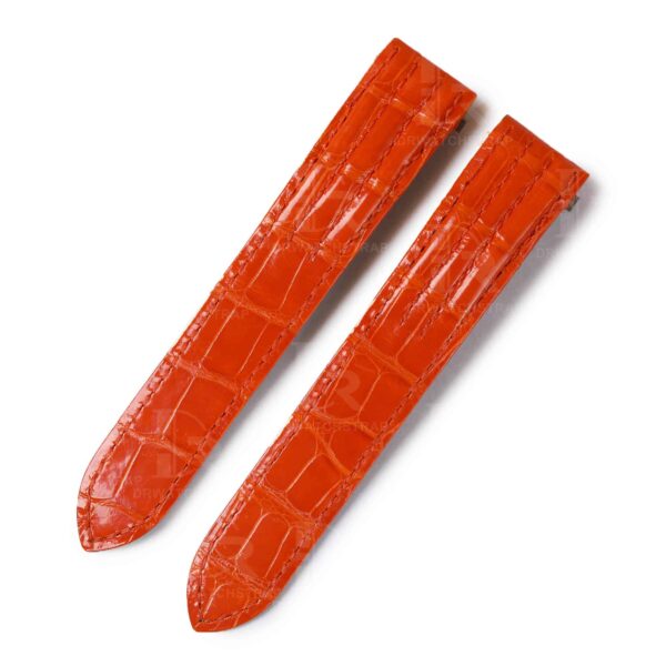 Custom Cartier Roadster 2510 xl replacement orange alligator crocodile leather strap 19mm 20mm watch bands