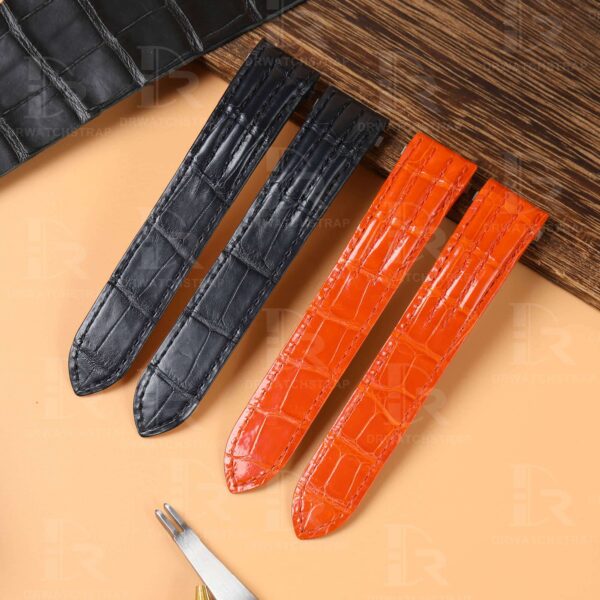 Custom Cartier Roadster 2510 xl replacement orange alligator crocodile leather strap 19mm 20mm watch bands
