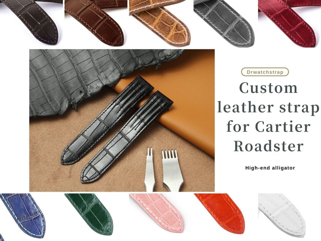 Custom quickswitch Cartier Roadster alligator leather strap replacement