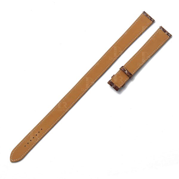 Handmade quick release quickswitch best quality alligator crocodile brown round-scale leather Hermes watch band and watch strap Double tour replacement for sale - double wrap watch band online for Hermes Heure H Cape COD Arceau luxury watches 38mm 44mm