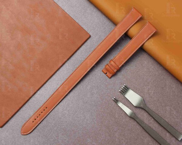 Custom Premium high-end quality calfskin replacement brown leather Hermes watch band and Hermes strap for Hermes Cape cod, Heure H, Arceau watches for sale - double wrap and double tour sport watch band online