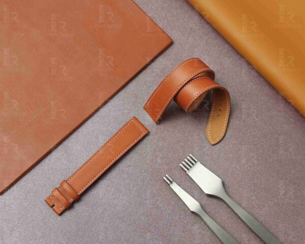 Custom Premium high end quality calfskin replacement brown leather Hermes watch band and Hermes strap for Hermes Cape cod Heure H Arceau watches for sale double wrap and double tour sport watch band online