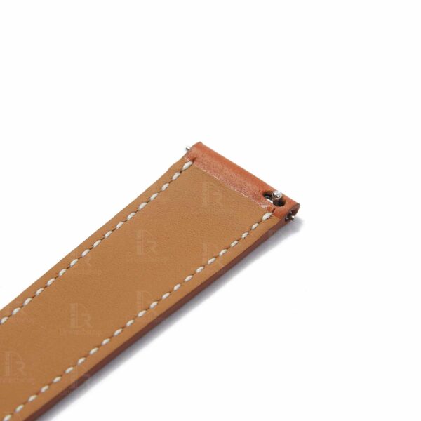 Custom Premium high-end quality calfskin replacement brown leather Hermes watch band and Hermes strap for Hermes Cape cod, Heure H, Arceau watches for sale - double wrap and double tour sport watch band with white stitching quick release quickswitch online