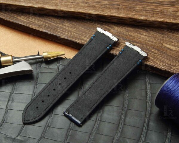 Custom New Cartier de Santos watch Medium Large Quickswitch blue alligator Cartier Santos leather watch strap replacement for sale 19mm 21mm crocodile watchband online grade A Cartier Santos strap