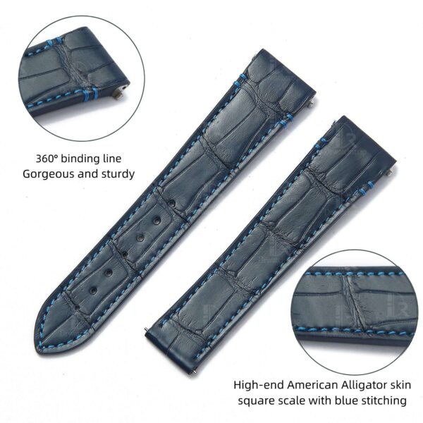 New Cartier de Santos watch Medium Large Quickswitch blue alligator Cartier Santos leather watch strap replacement for sale 19mm 21mm crocodile watchband online grade A Cartier Santos strap