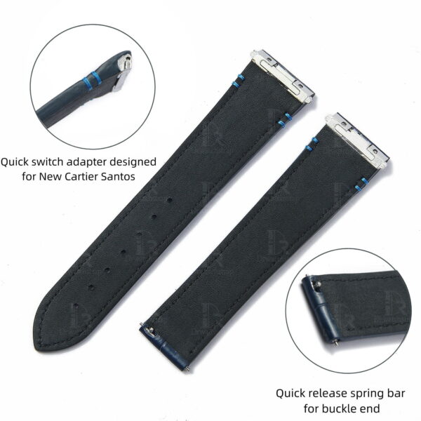 Custom New Cartier de Santos watch Medium Large Quickswitch blue alligator Cartier Santos leather watch strap replacement for sale 19mm 21mm crocodile watchband online grade A Cartier Santos strap