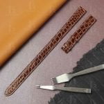 Handmade Hermes Double strap for sale - Brown alligator watch band