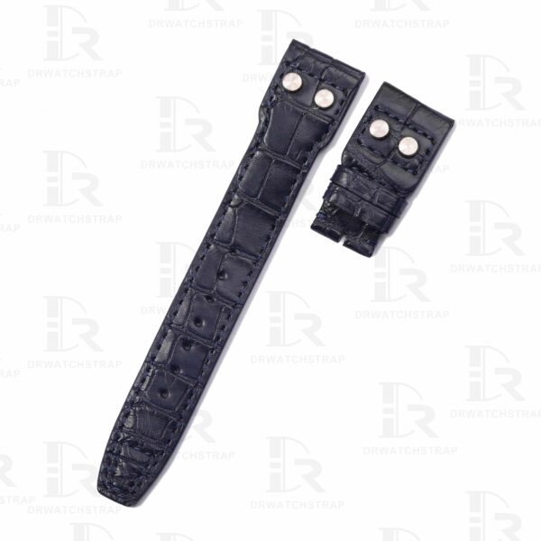 Buy Custom American Alligator Dark blue Belly-scale leather replacement IWC Big Pilot watch strap 22mm with rivets