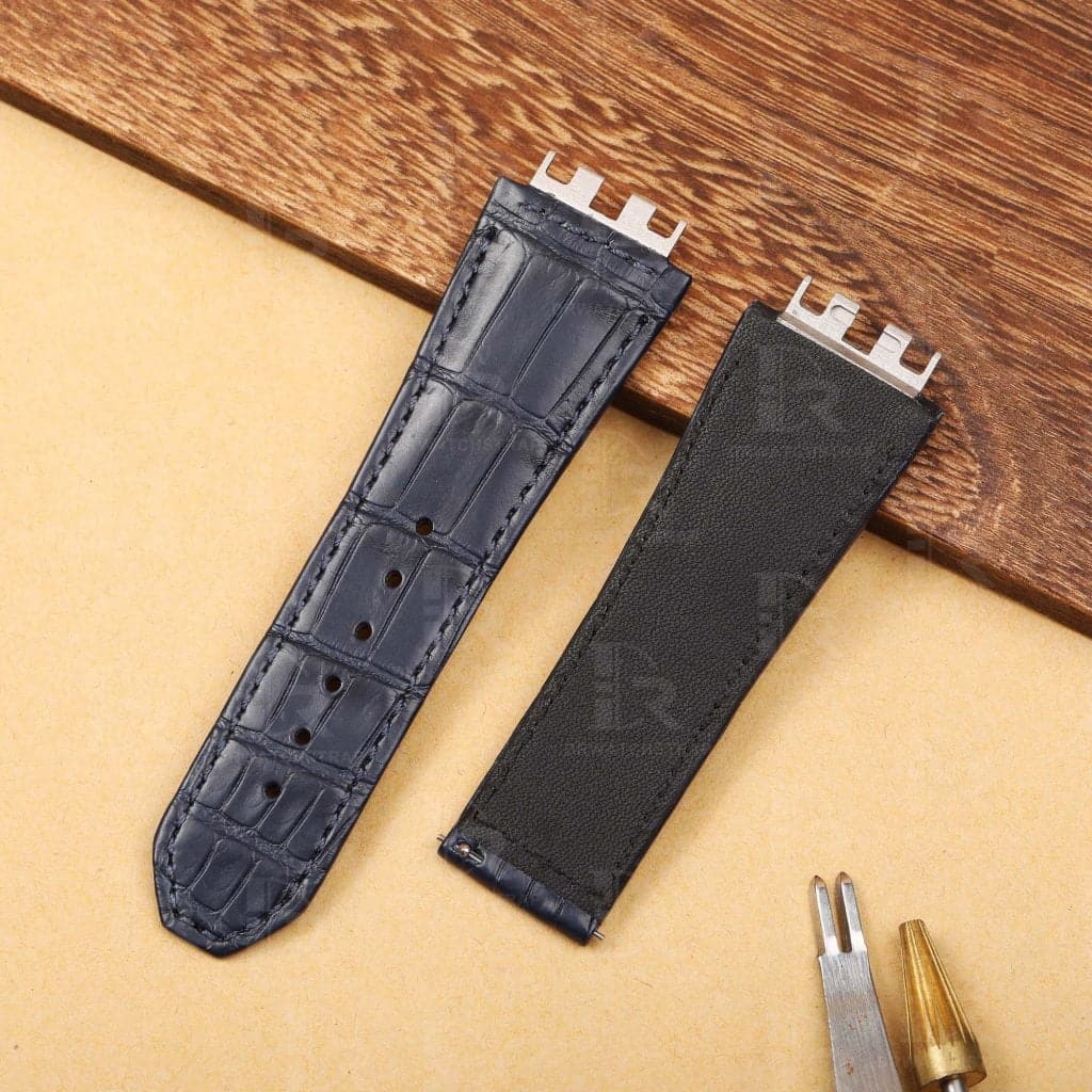 Buy Custom Hublot Big Bang 440 MECA 10 – 614 Dark Blue leather quick release watch strap one click straps (1)