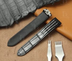 Custom High gloss Brown Cartier Roadster Alligator Leather Strap