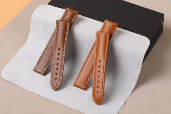 Custom handmade replacement brown calfskin leather watch bands 18mm 20mm for Omega Seamaster straps, Speedmaster leather strap