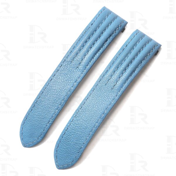Custom calfskin blue leather watch strap replacement for Cartier Roadster Chronograph non Chronograph XL 2510 3405 19mm 20mm mens and womens
